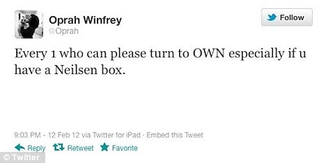 Oprah Winfrey begs all her Twitter followers to watch OWN